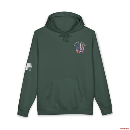 Patriot American Woman Hoodie | Patriotic Graphic Pullover Hoodie XS / Alpine Green Hoodie
