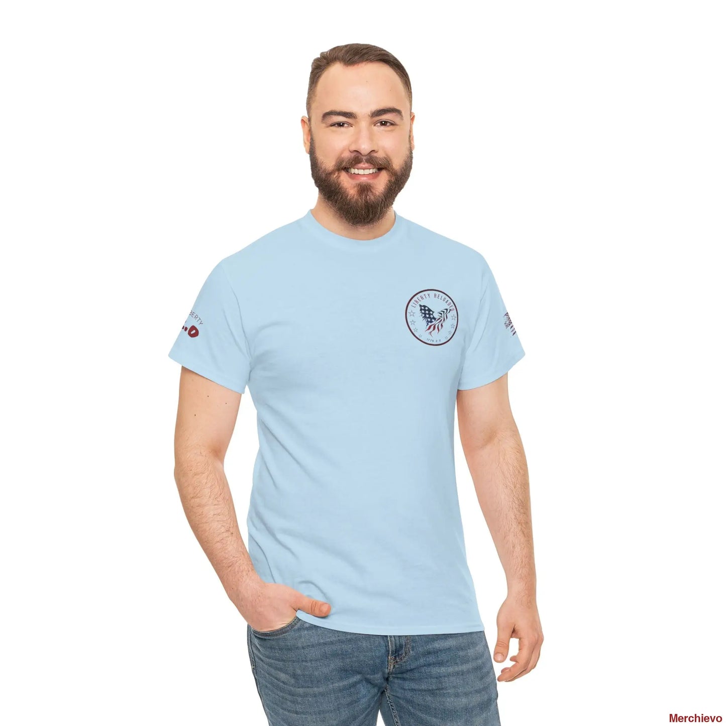 Reloaded 2.0 - Light Wash Heritage Eagle Heavyweight T-Shirt Light Blue / S T-Shirt
