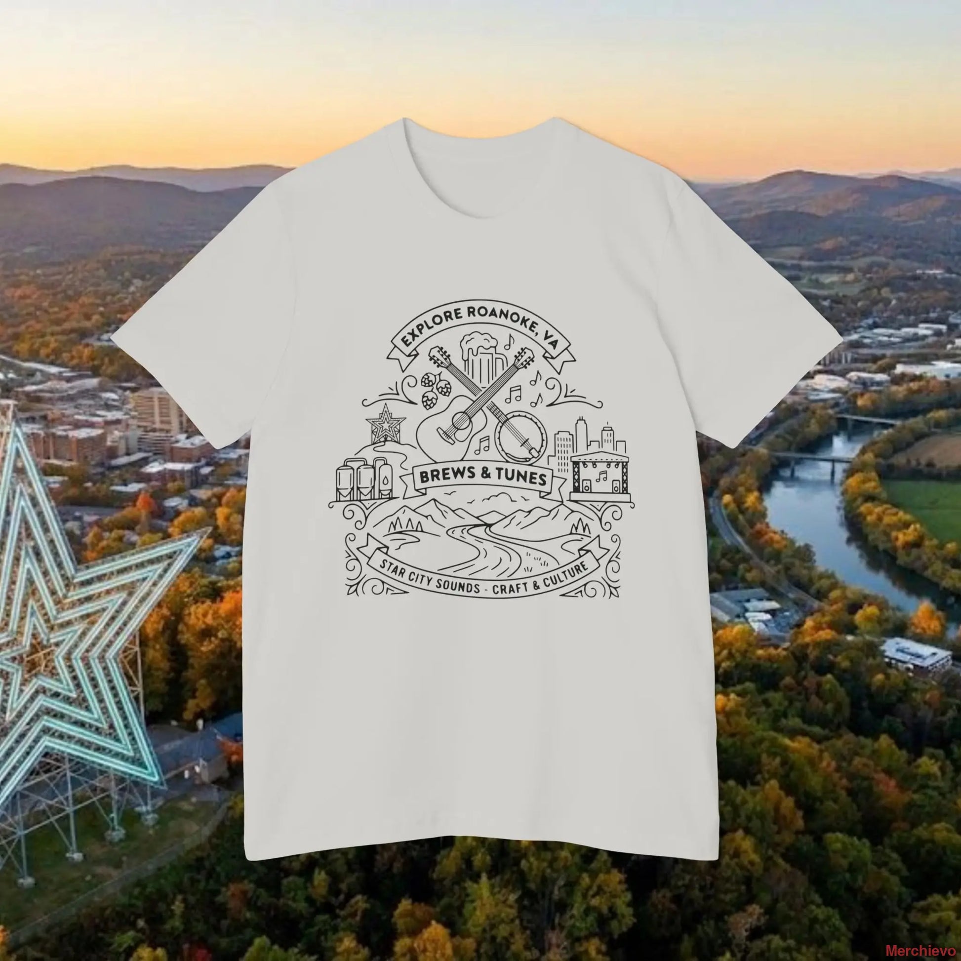 Roanoke VA ’Brews & Tunes’ Graphic T-Shirt T-Shirt