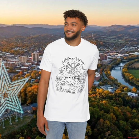 Roanoke VA ’Brews & Tunes’ Graphic T-Shirt White / XS T-Shirt