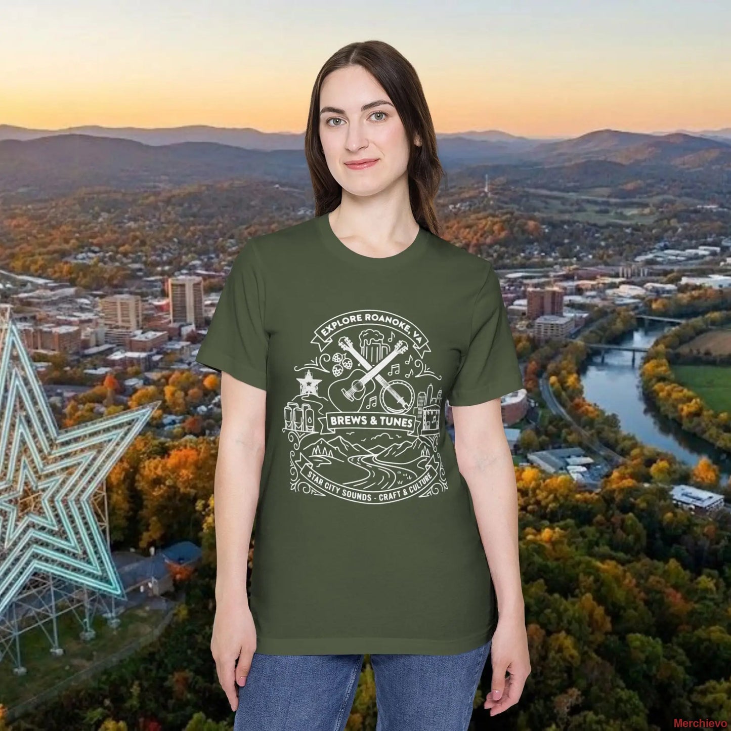 Roanoke VA Explore T-Shirt Military Green / XS T-Shirt