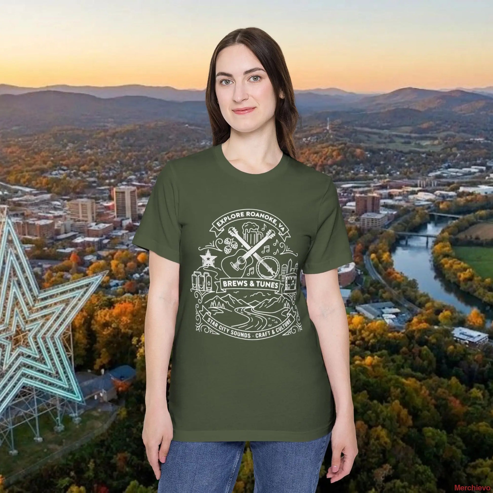 Roanoke VA Explore T-Shirt Military Green / XS T-Shirt