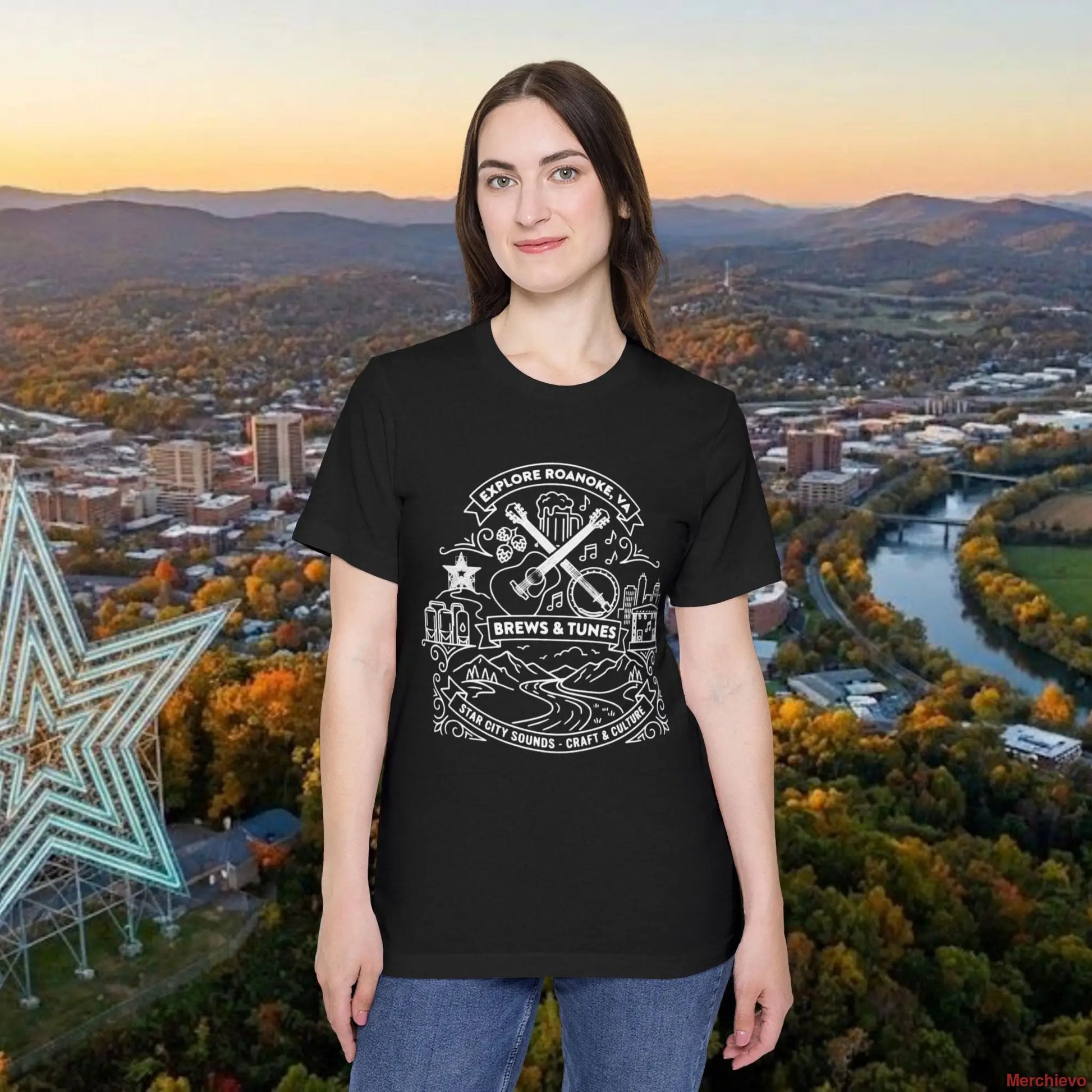 Roanoke VA Explore T-Shirt Solid Black Blend / XS T-Shirt