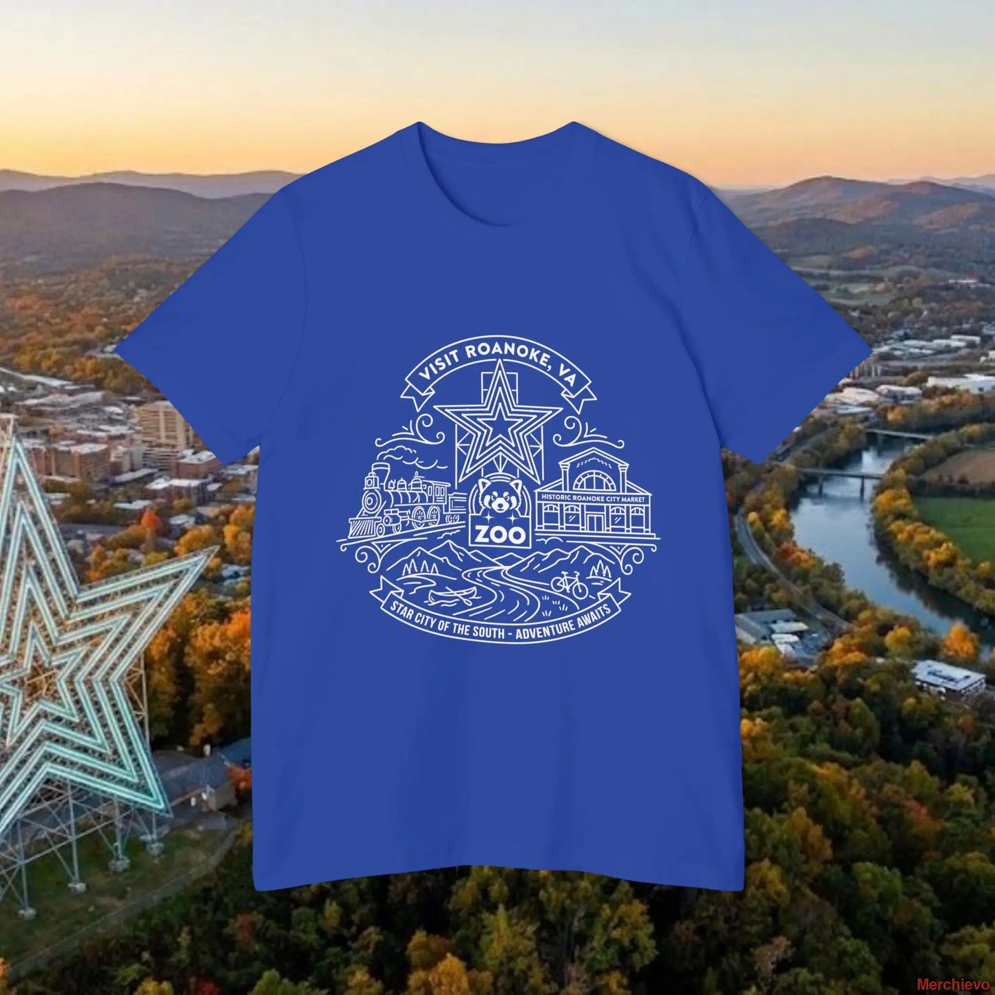 Roanoke Valley ’Star City’ T-Shirt | Retro Virginia Travel Souvenir Tee T-Shirt