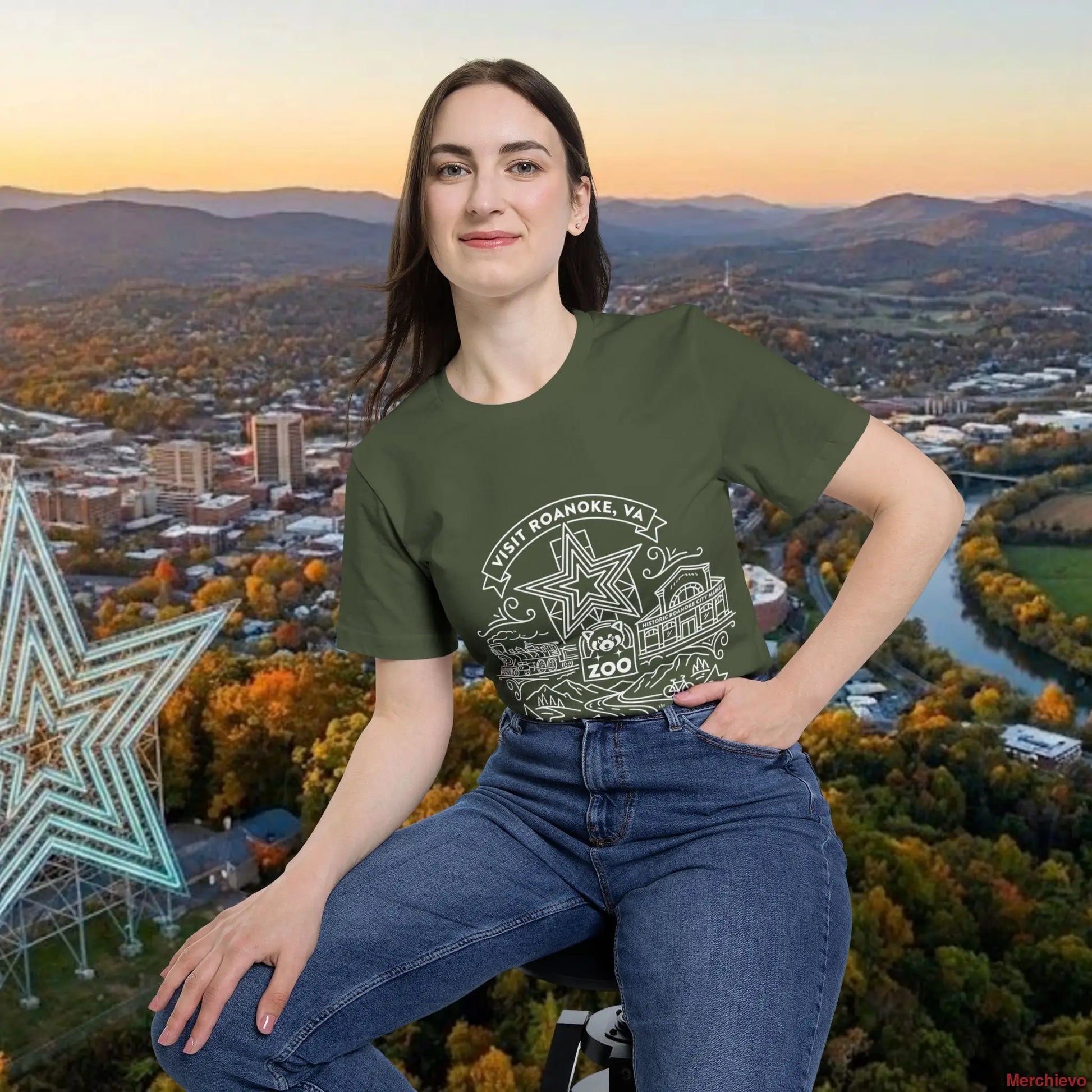 Roanoke Valley ’Star City’ T-Shirt | Retro Virginia Travel Souvenir Tee T-Shirt