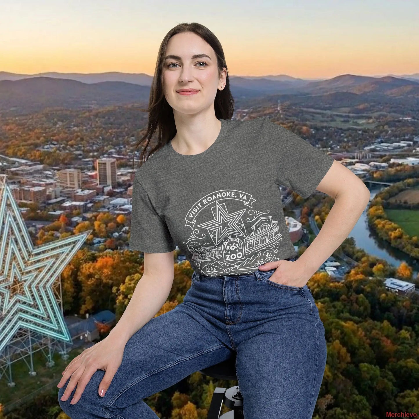 Roanoke Valley ’Star City’ T-Shirt | Retro Virginia Travel Souvenir Tee T-Shirt