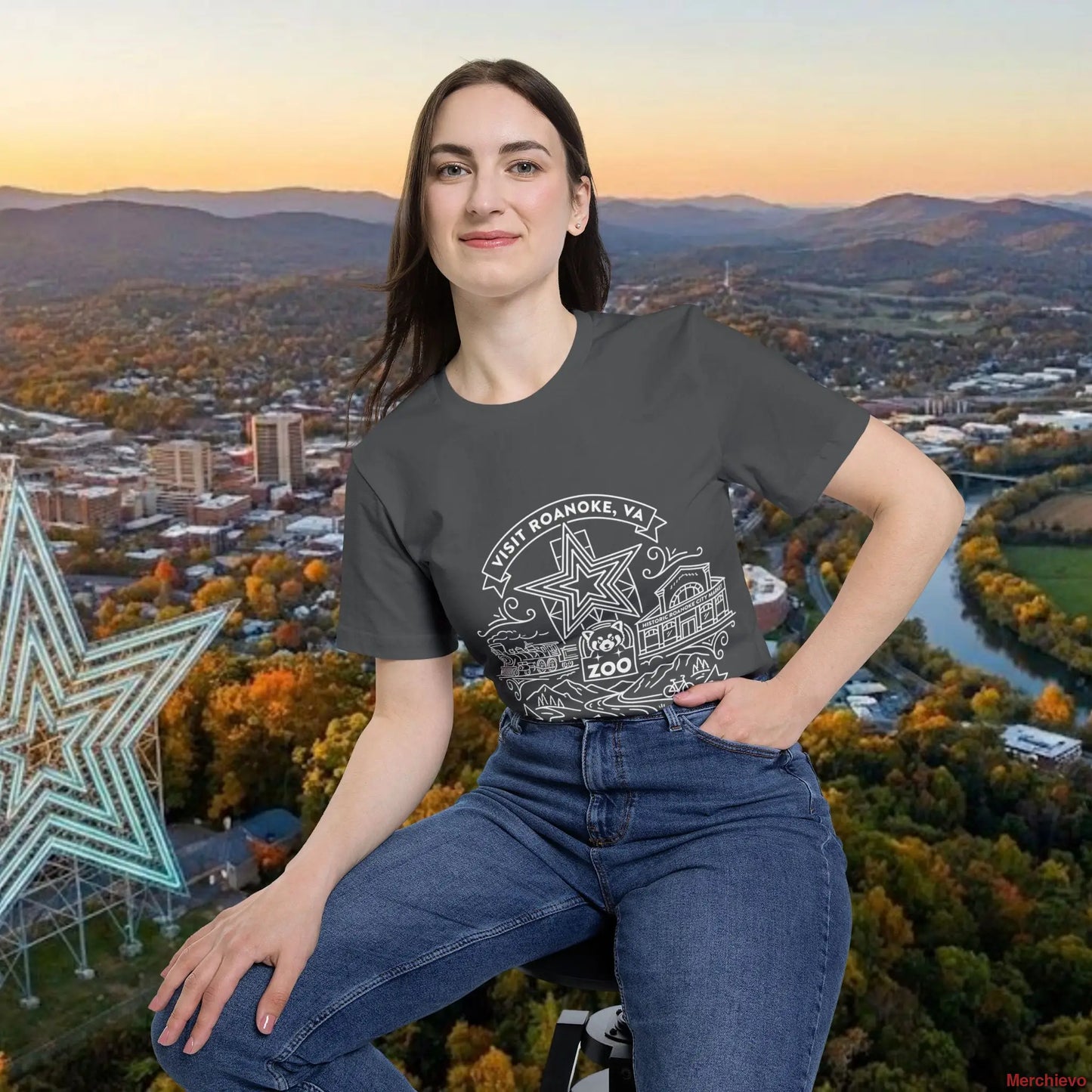 Roanoke Valley ’Star City’ T-Shirt | Retro Virginia Travel Souvenir Tee T-Shirt
