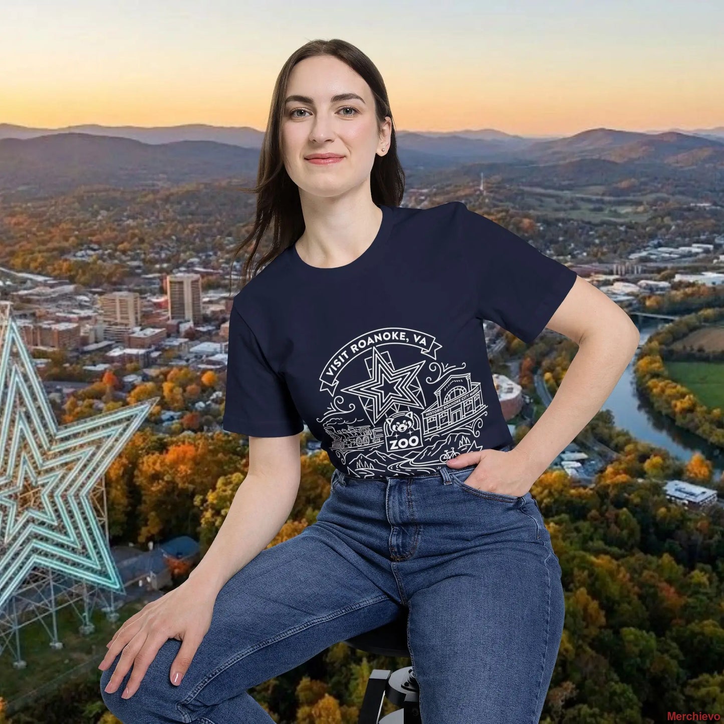 Roanoke Valley ’Star City’ T-Shirt | Retro Virginia Travel Souvenir Tee T-Shirt