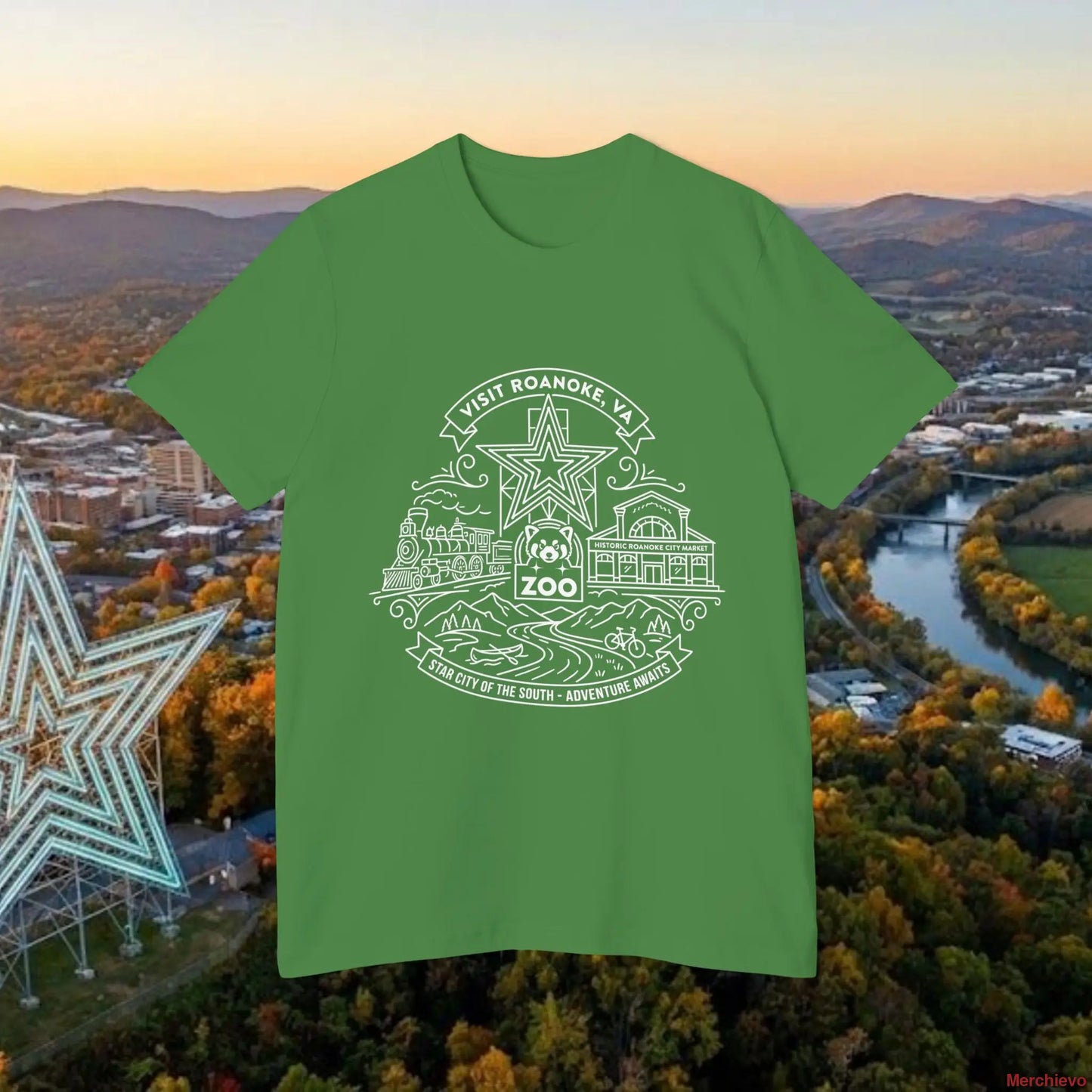 Roanoke Valley ’Star City’ T-Shirt | Retro Virginia Travel Souvenir Tee T-Shirt