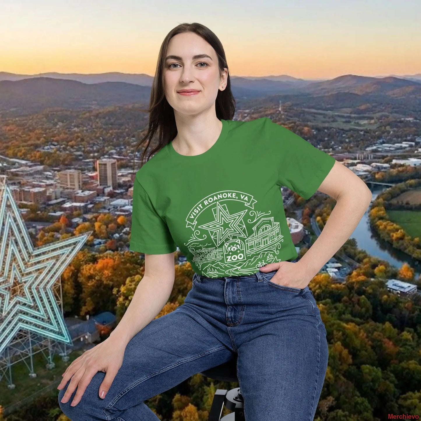 Roanoke Valley ’Star City’ T-Shirt | Retro Virginia Travel Souvenir Tee T-Shirt