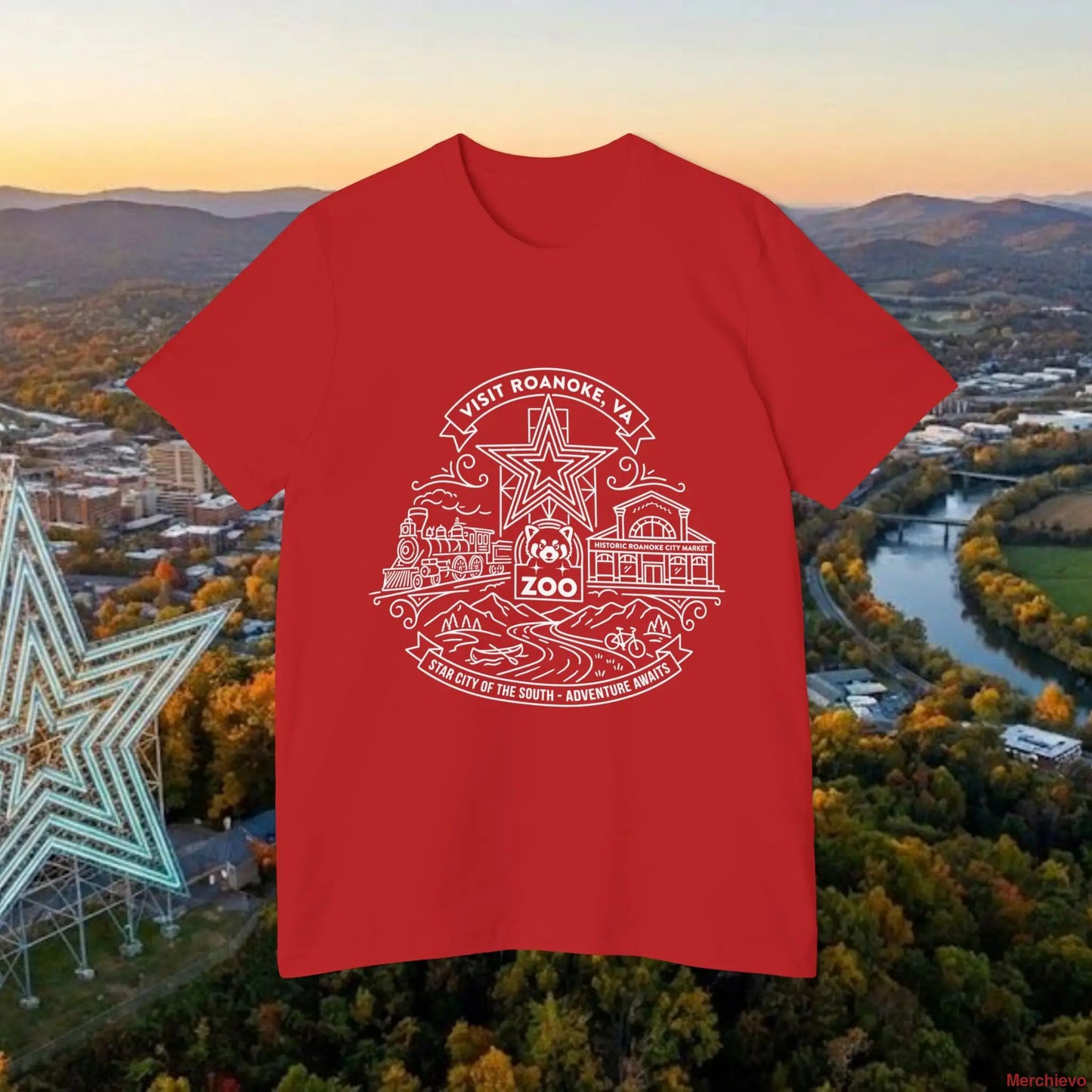 Roanoke Valley ’Star City’ T-Shirt | Retro Virginia Travel Souvenir Tee T-Shirt