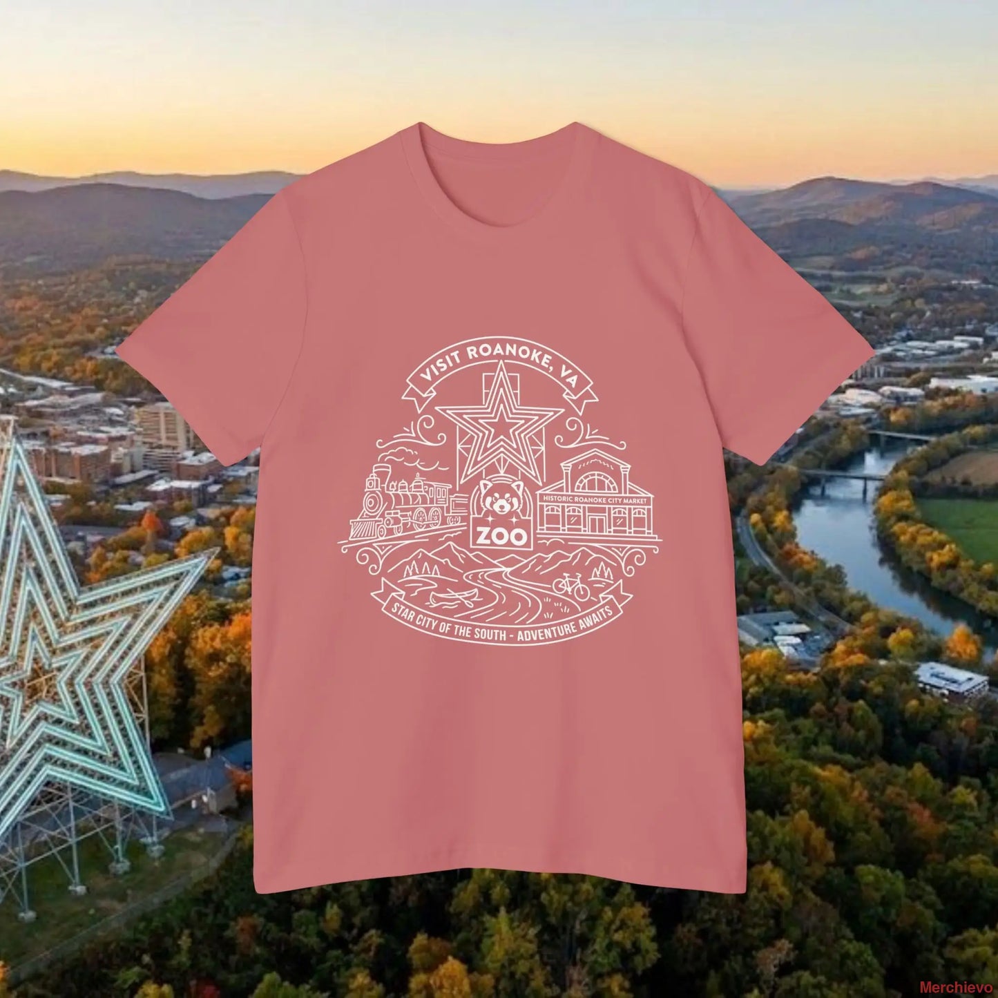 Roanoke Valley ’Star City’ T-Shirt | Retro Virginia Travel Souvenir Tee T-Shirt