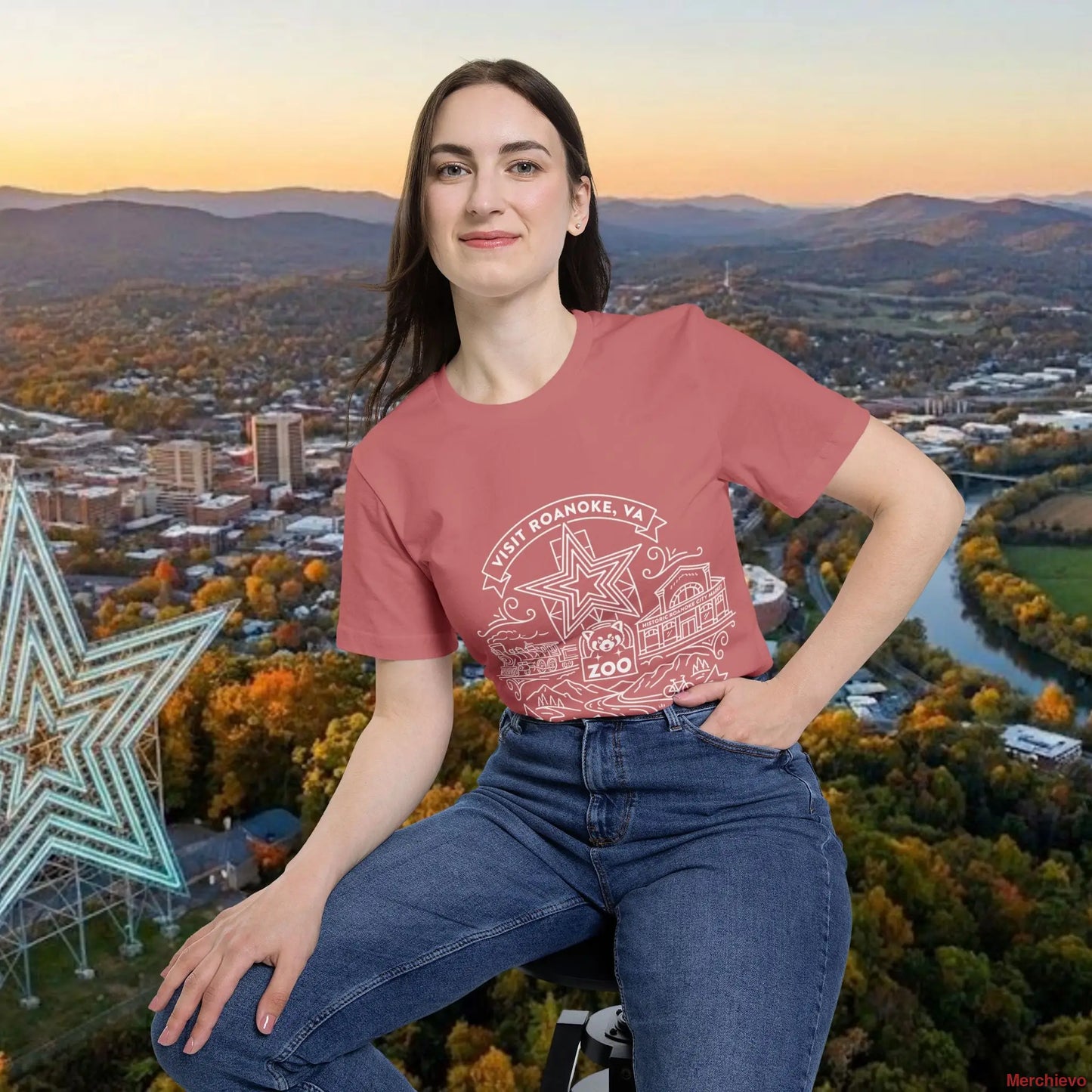 Roanoke Valley ’Star City’ T-Shirt | Retro Virginia Travel Souvenir Tee T-Shirt