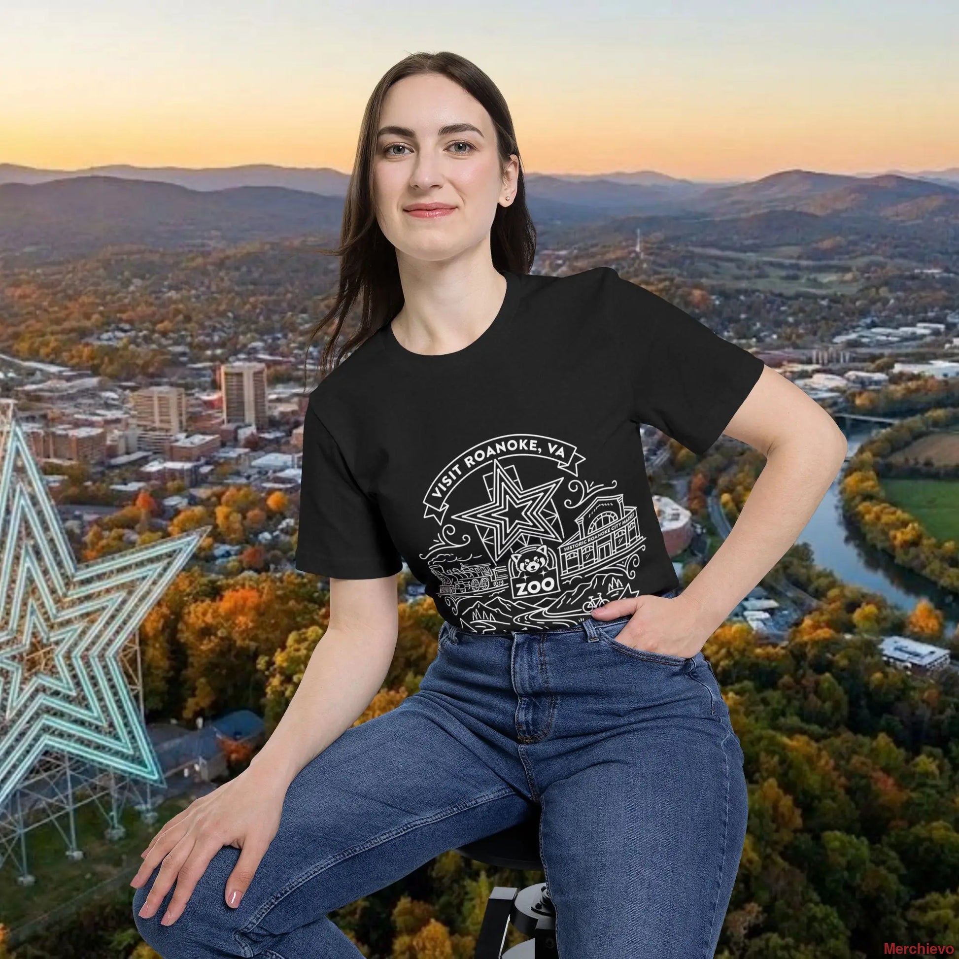 Roanoke Valley ’Star City’ T-Shirt | Retro Virginia Travel Souvenir Tee T-Shirt