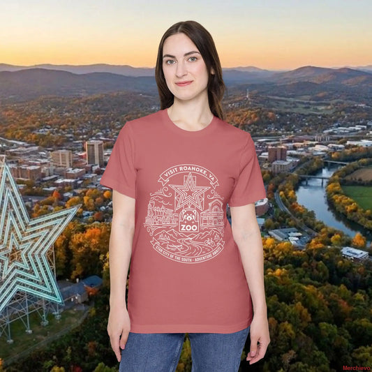 Roanoke Valley ’Star City’ T-Shirt | Retro Virginia Travel Souvenir Tee Mauve / XS T-Shirt