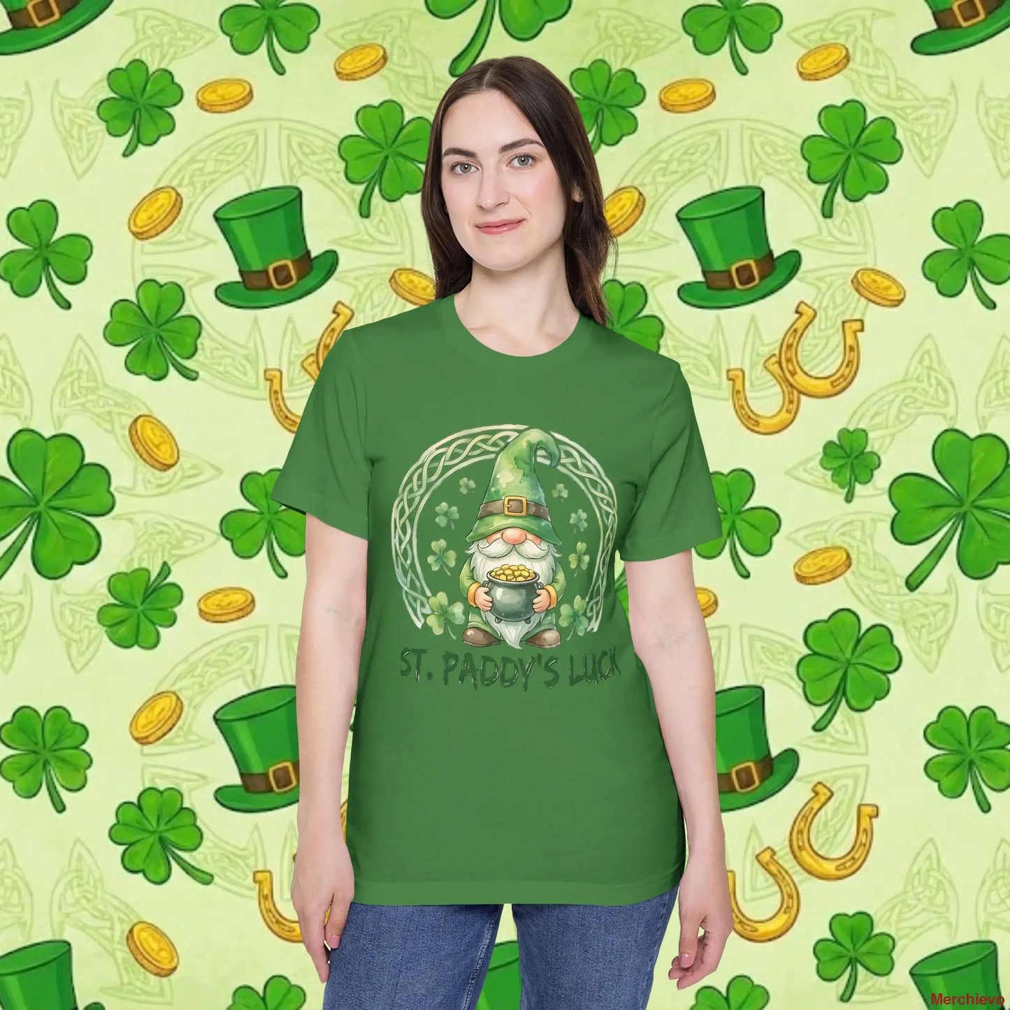 St. Paddy’s Luck Gnome T-Shirt | Whimsical Irish Folklore Graphic Tee Leaf / L T-Shirt