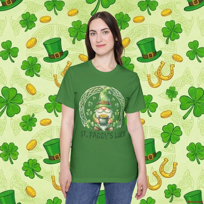 St. Paddy’s Luck Gnome T-Shirt | Whimsical Irish Folklore Graphic Tee Leaf / L T-Shirt