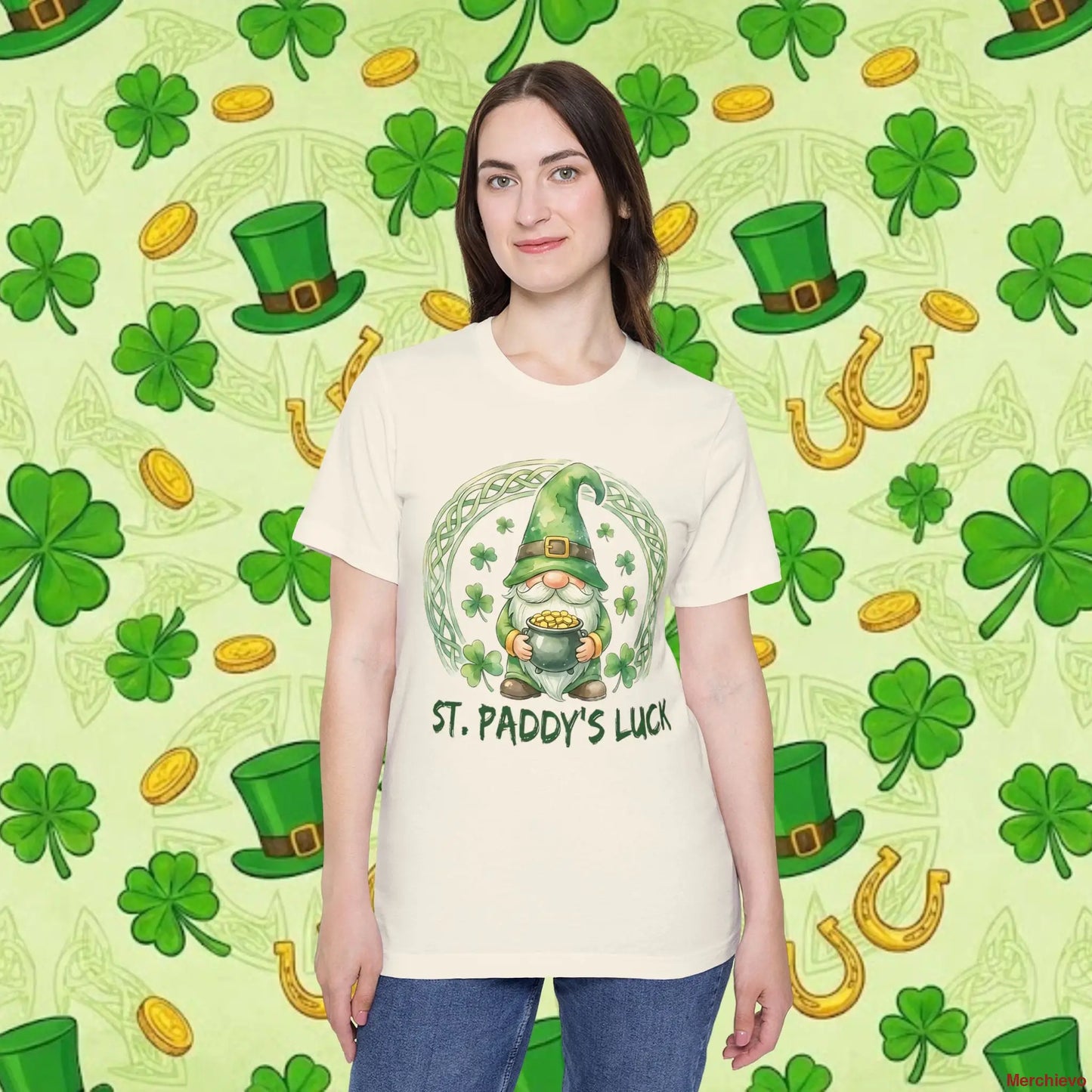 St. Paddy’s Luck Gnome T-Shirt | Whimsical Irish Folklore Graphic Tee Natural / XS T-Shirt