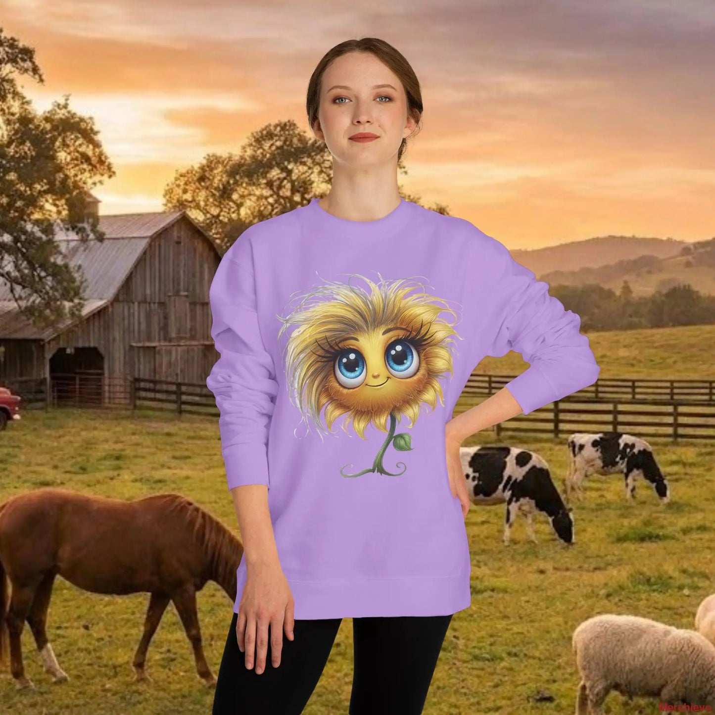 Sunflower with Attitude Lightweight Sweatshirt S / Lavender Sweatshirt