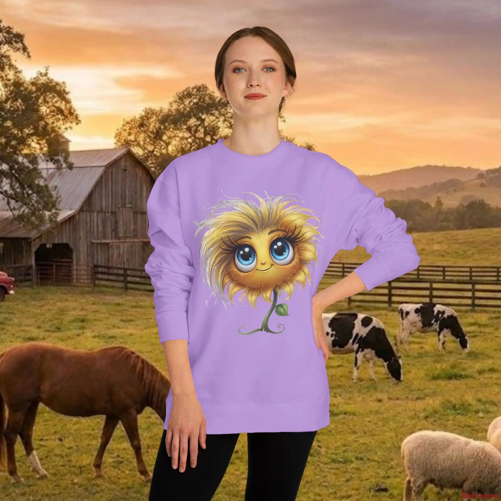 Sunflower with Attitude Lightweight Sweatshirt S / Lavender Sweatshirt