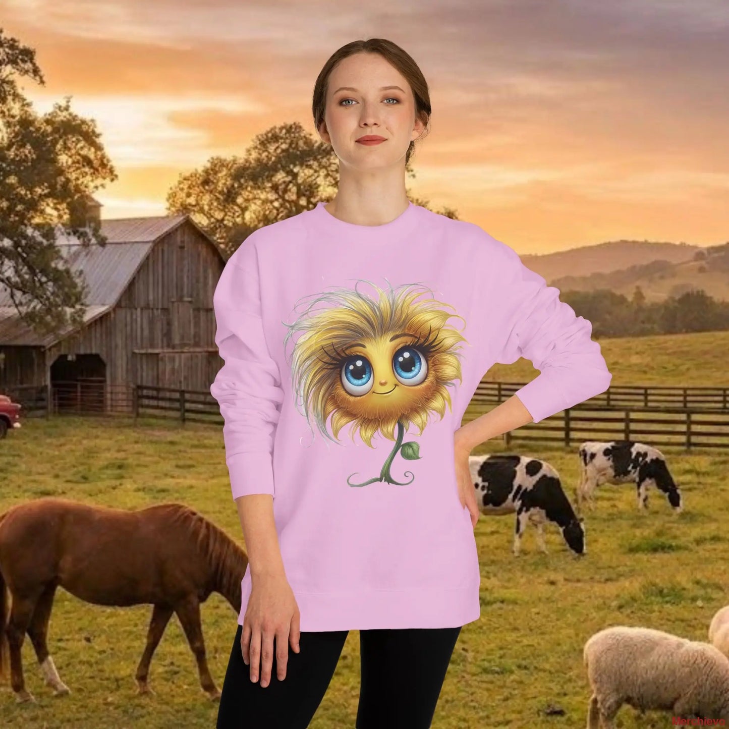 Sunflower with Attitude Lightweight Sweatshirt S / Light Pink Sweatshirt