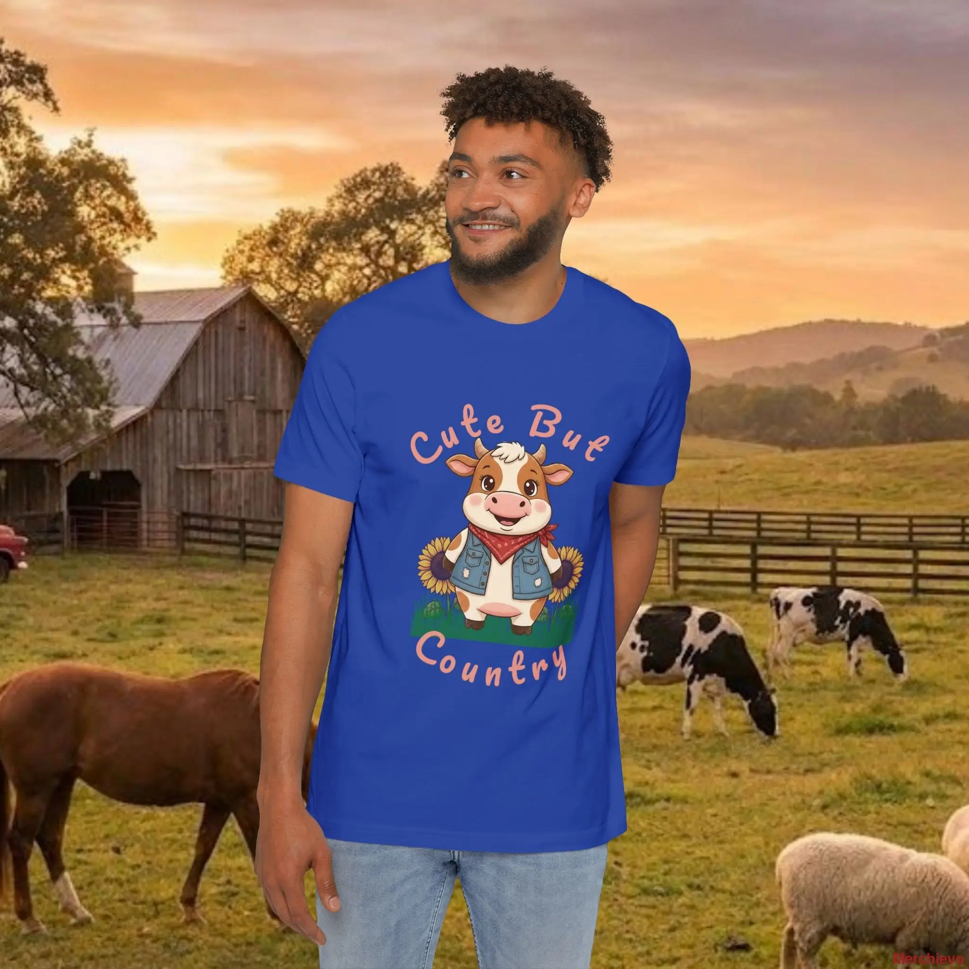 The ’Cute but Country’ Cow Tee True Royal / XS T-Shirt