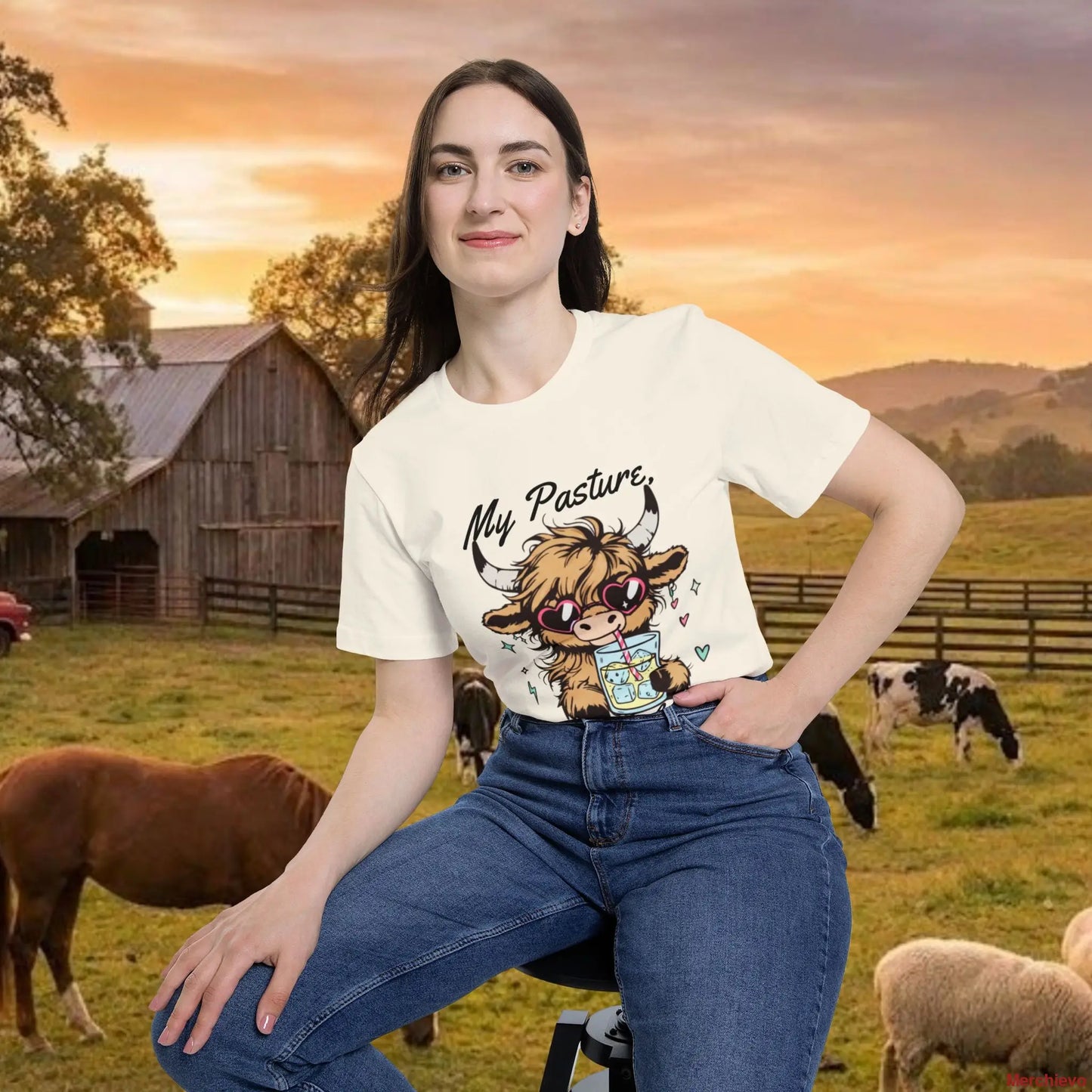 The ’Pasture Prince’ Highland Cow Tee T-Shirt