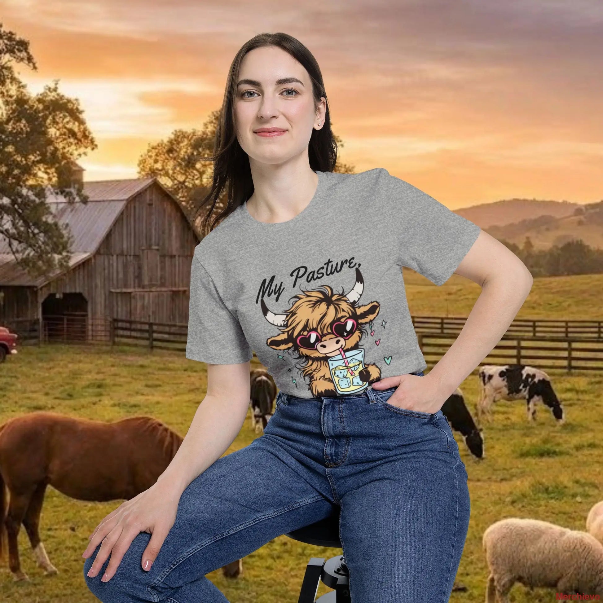 The ’Pasture Prince’ Highland Cow Tee T-Shirt