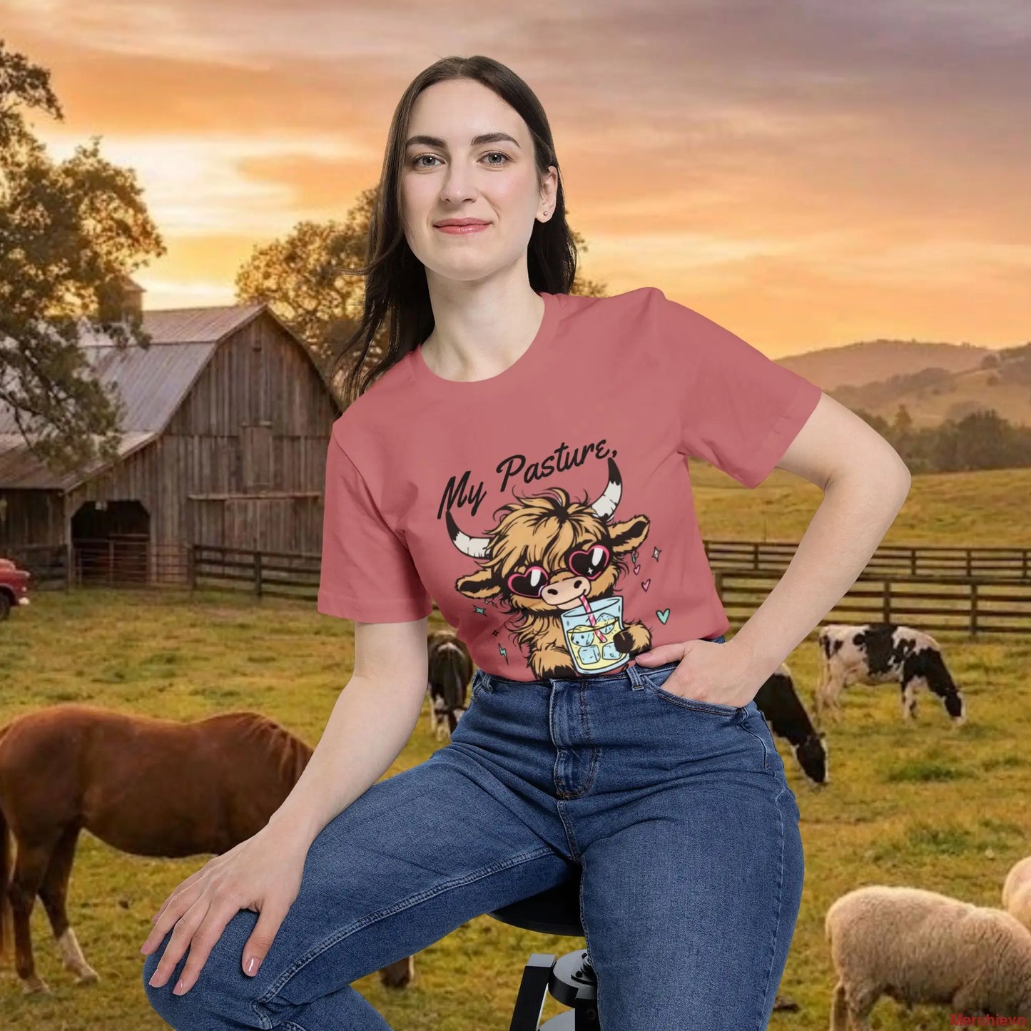 The ’Pasture Prince’ Highland Cow Tee T-Shirt