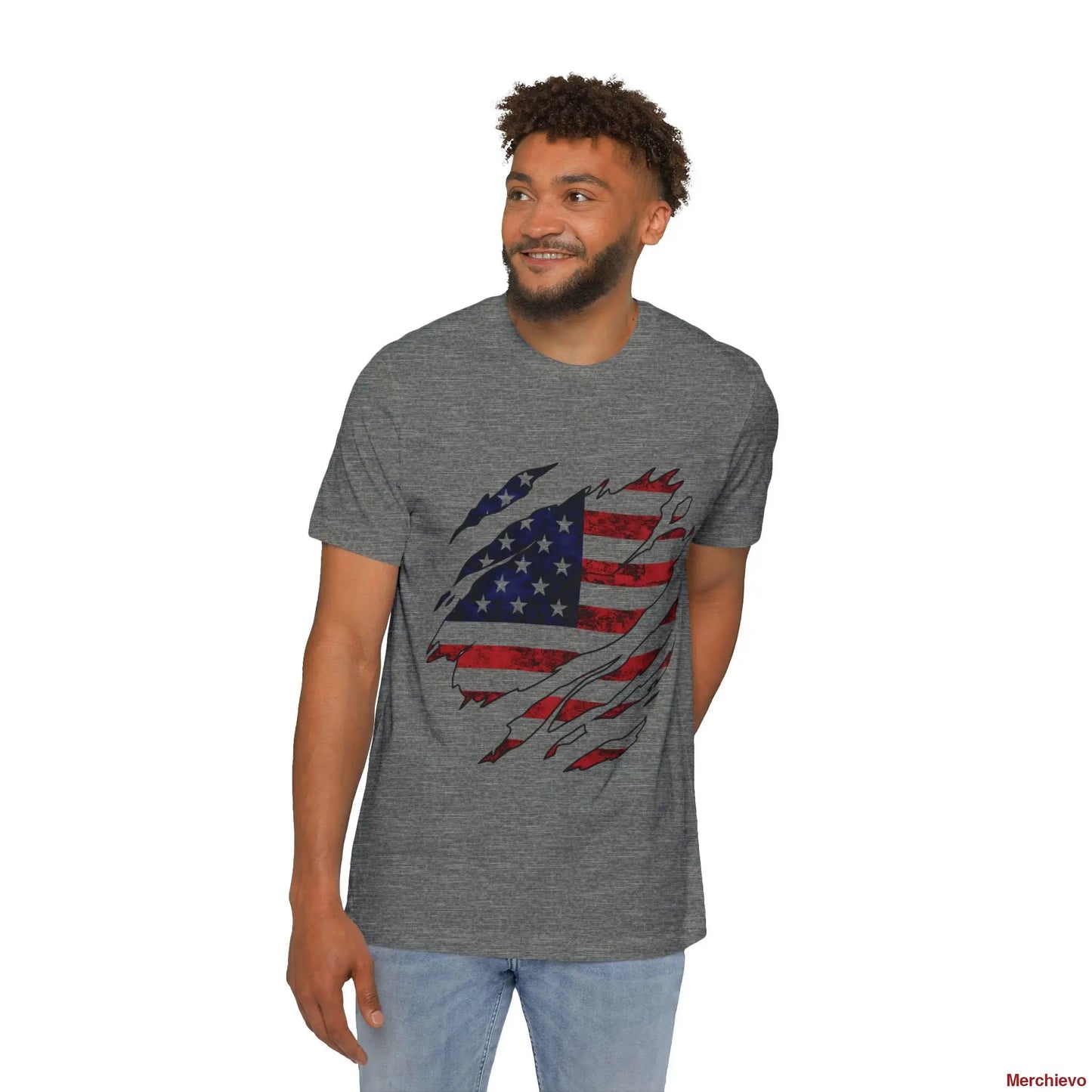 Torn American Flag TeeProduct Details: Deep Heather / XS T-Shirt