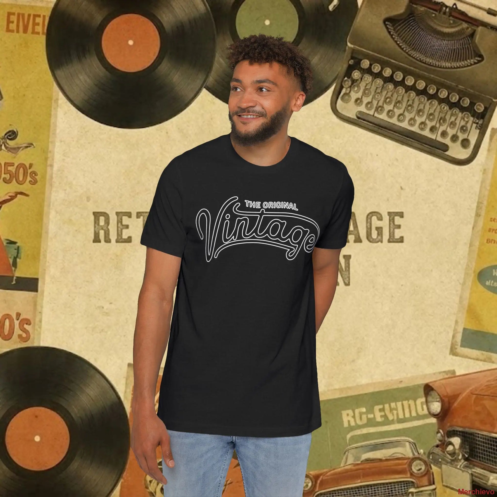 Vintage 1950s Retro Pattern T-Shirt Solid Black Blend / XS T-Shirt