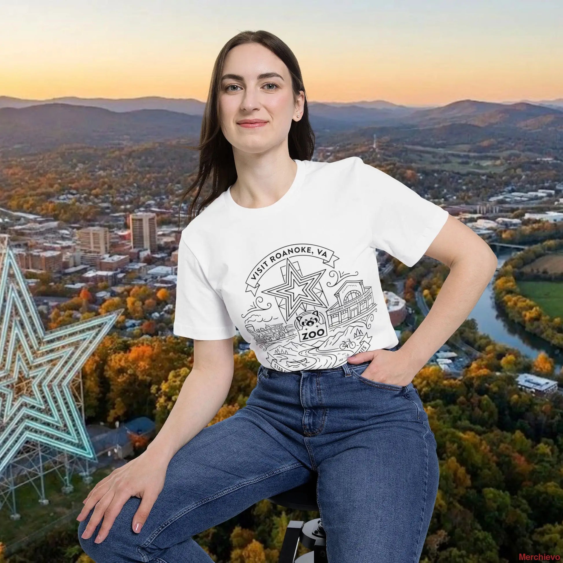 Visit Roanoke VA Graphic Tee – Star City of the South Black Print Shirt T-Shirt