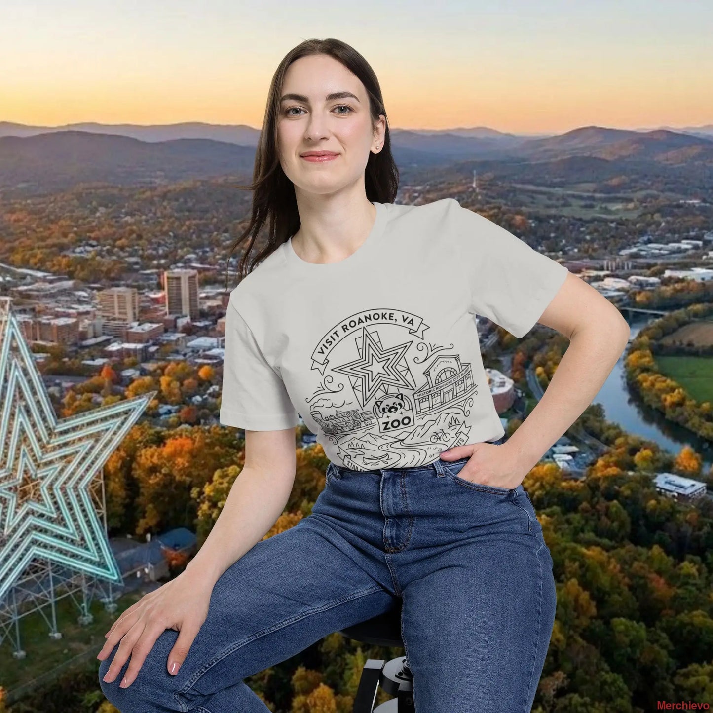Visit Roanoke VA Graphic Tee – Star City of the South Black Print Shirt T-Shirt