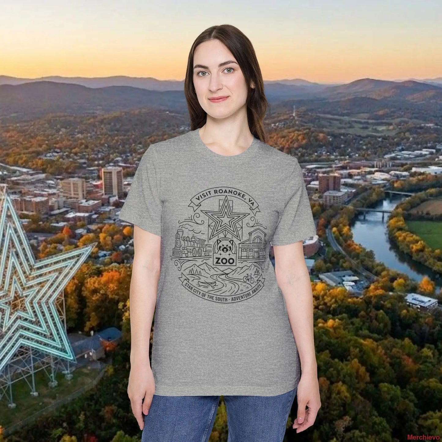 Visit Roanoke VA Graphic Tee – Star City of the South Black Print Shirt T-Shirt